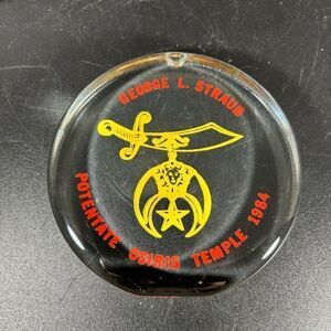 Vintage Masonic Shriners Sword with Moon & Star Glass Presentation Paperweight‎